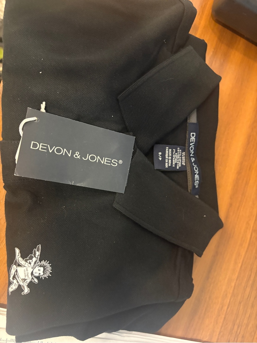 Devon & Jones Men’s Black Polo with Embroidered Crest